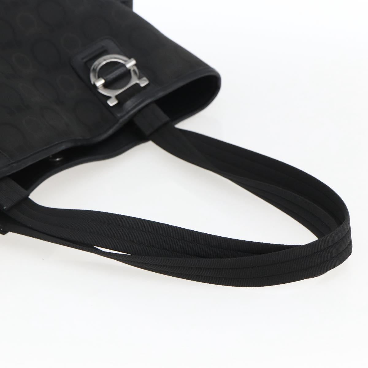 Salvatore Ferragamo Tote Bag Canvas Black Silver Auth bs33236