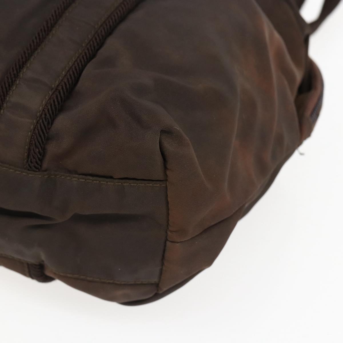 PRADA Shoulder Bag Nylon Brown Gold Auth bs33239