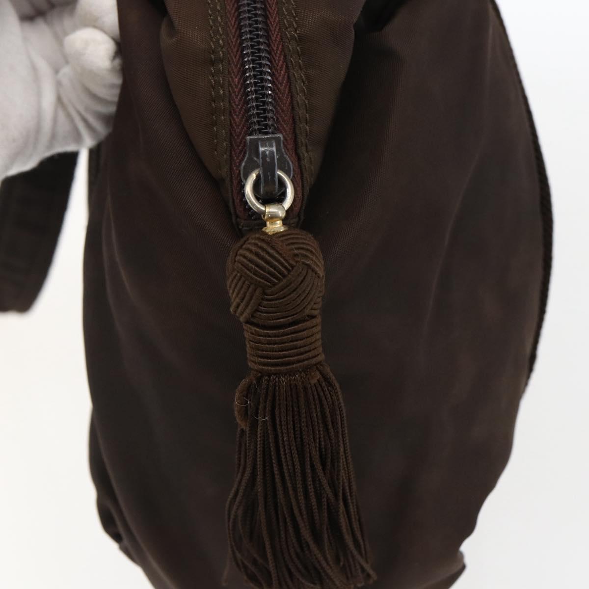 PRADA Shoulder Bag Nylon Brown Gold Auth bs33239