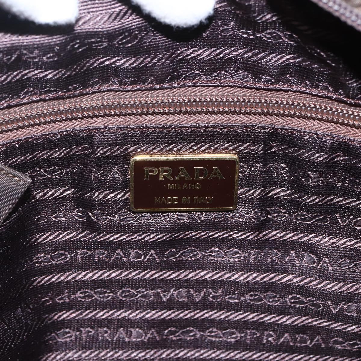 PRADA Shoulder Bag Nylon Brown Gold Auth bs33239