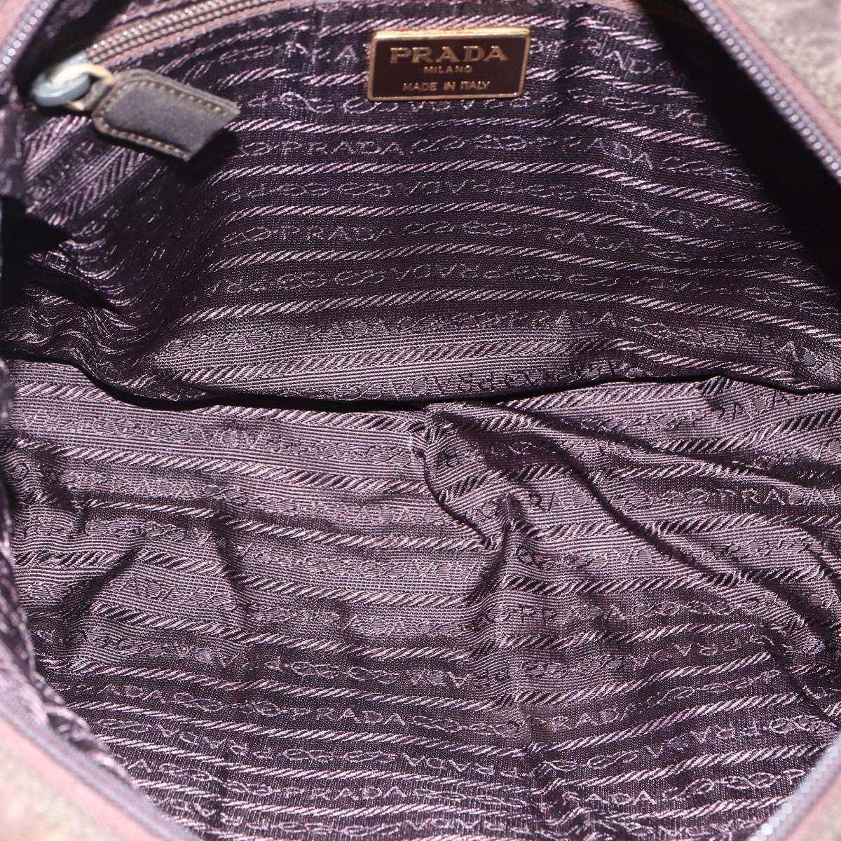 PRADA Shoulder Bag Nylon Brown Gold Auth bs33239