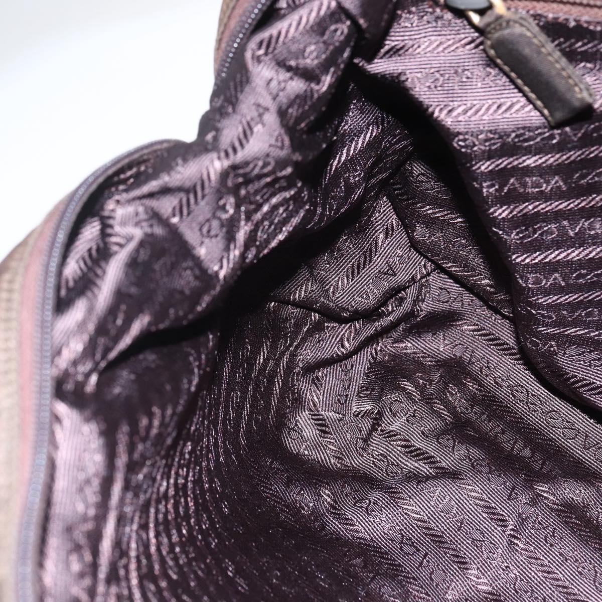 PRADA Shoulder Bag Nylon Brown Gold Auth bs33239