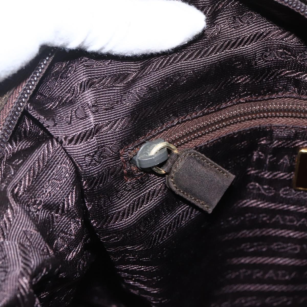 PRADA Shoulder Bag Nylon Brown Gold Auth bs33239