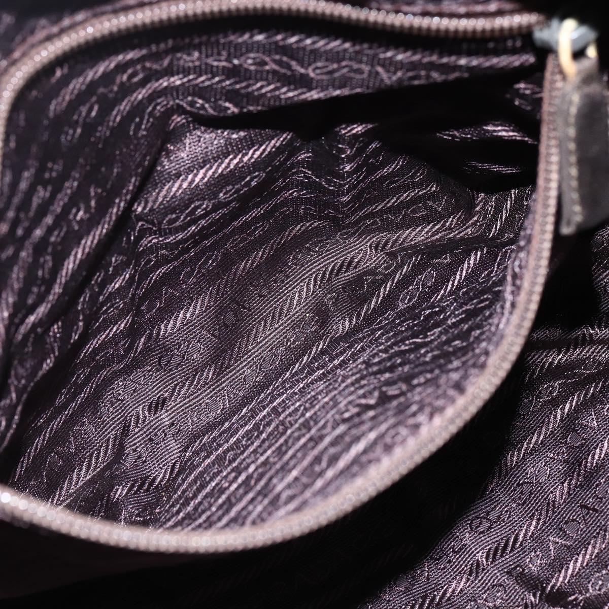 PRADA Shoulder Bag Nylon Brown Gold Auth bs33239