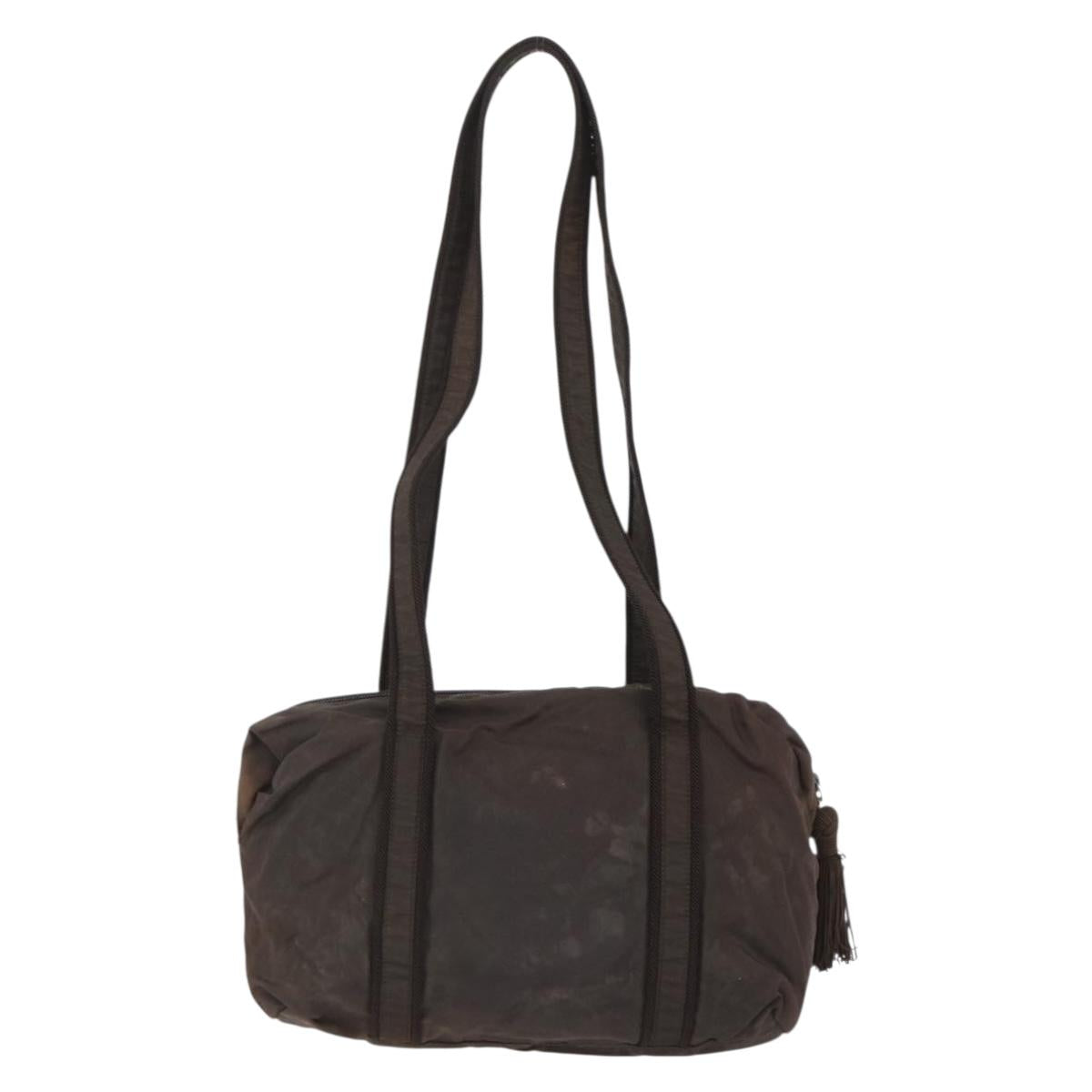 PRADA Shoulder Bag Nylon Brown Gold Auth bs33239