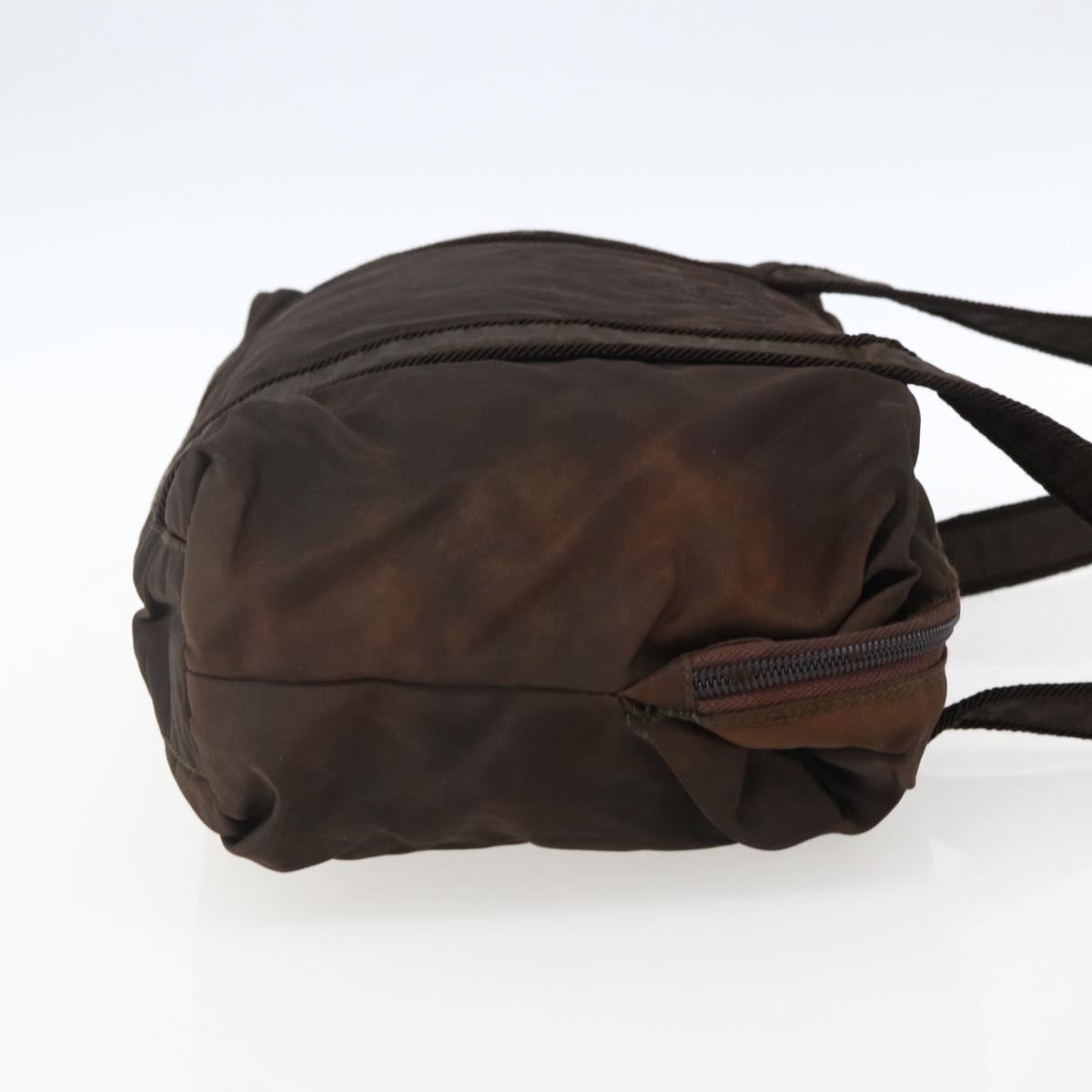 PRADA Shoulder Bag Nylon Brown Gold Auth bs33239