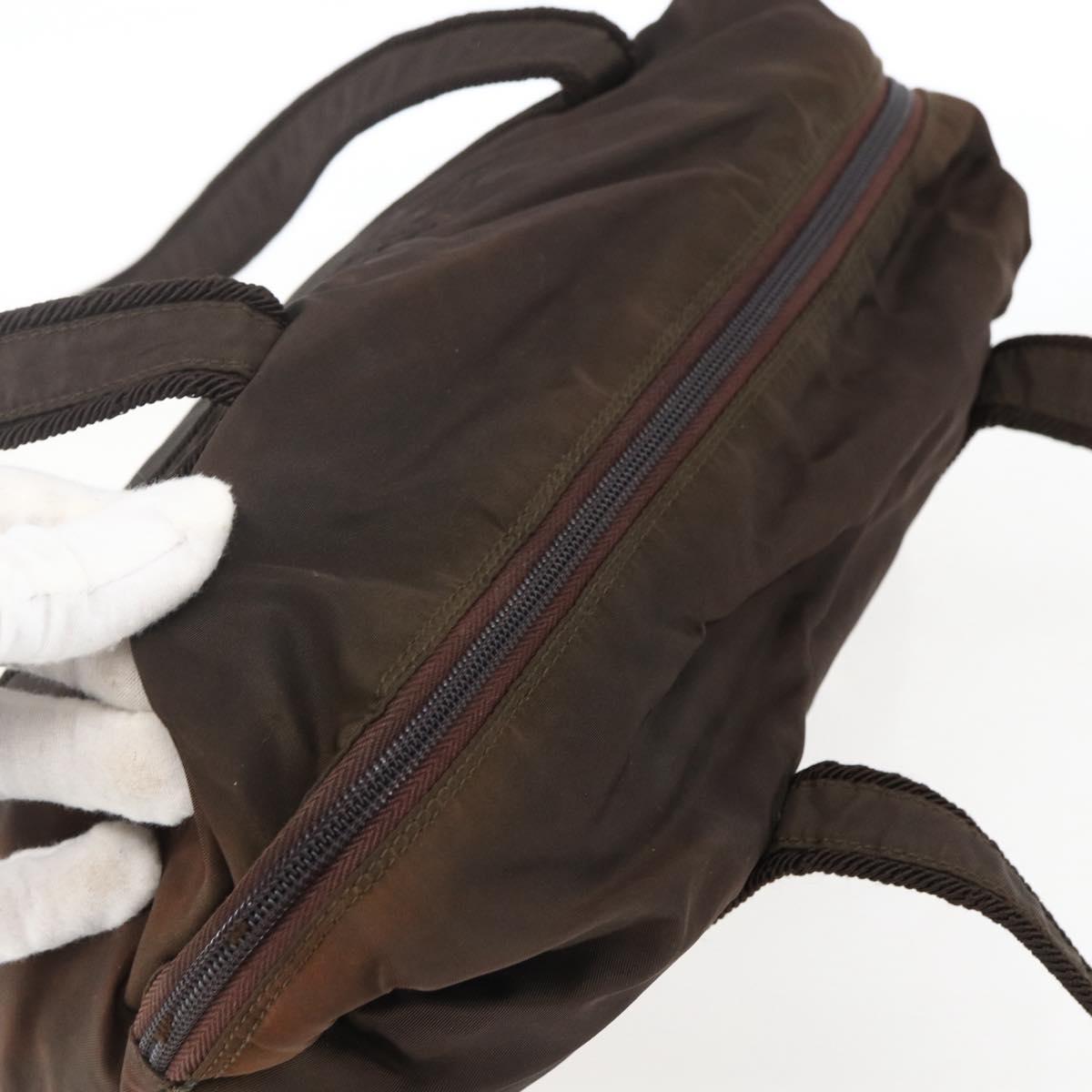 PRADA Shoulder Bag Nylon Brown Gold Auth bs33239