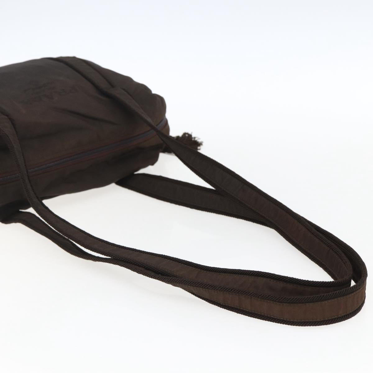 PRADA Shoulder Bag Nylon Brown Gold Auth bs33239