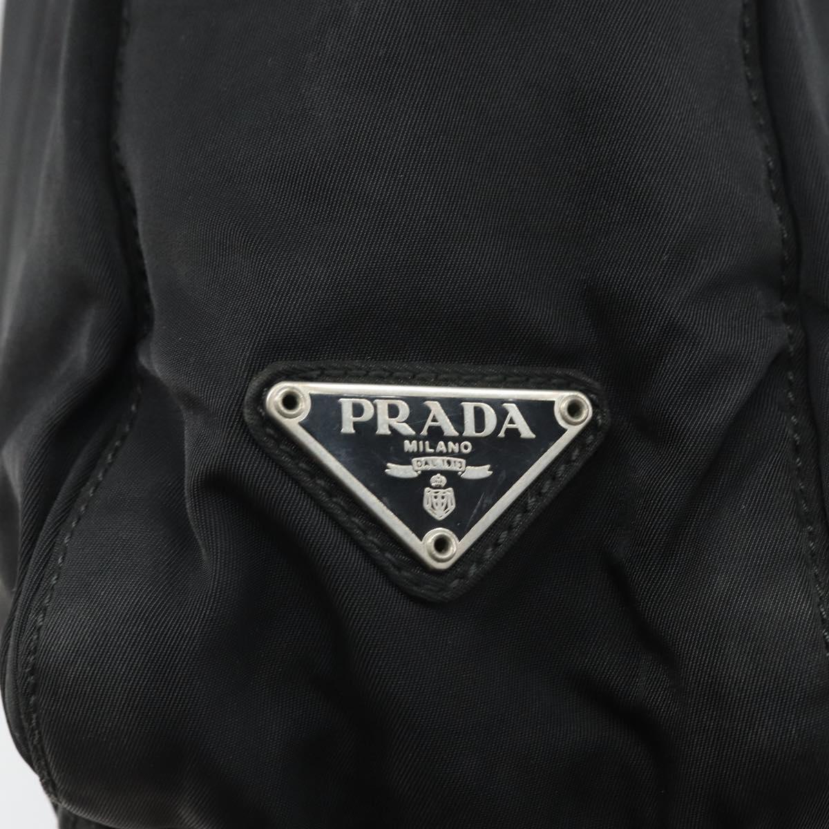 PRADA Tote Bag Nylon Black Silver Auth bs33240