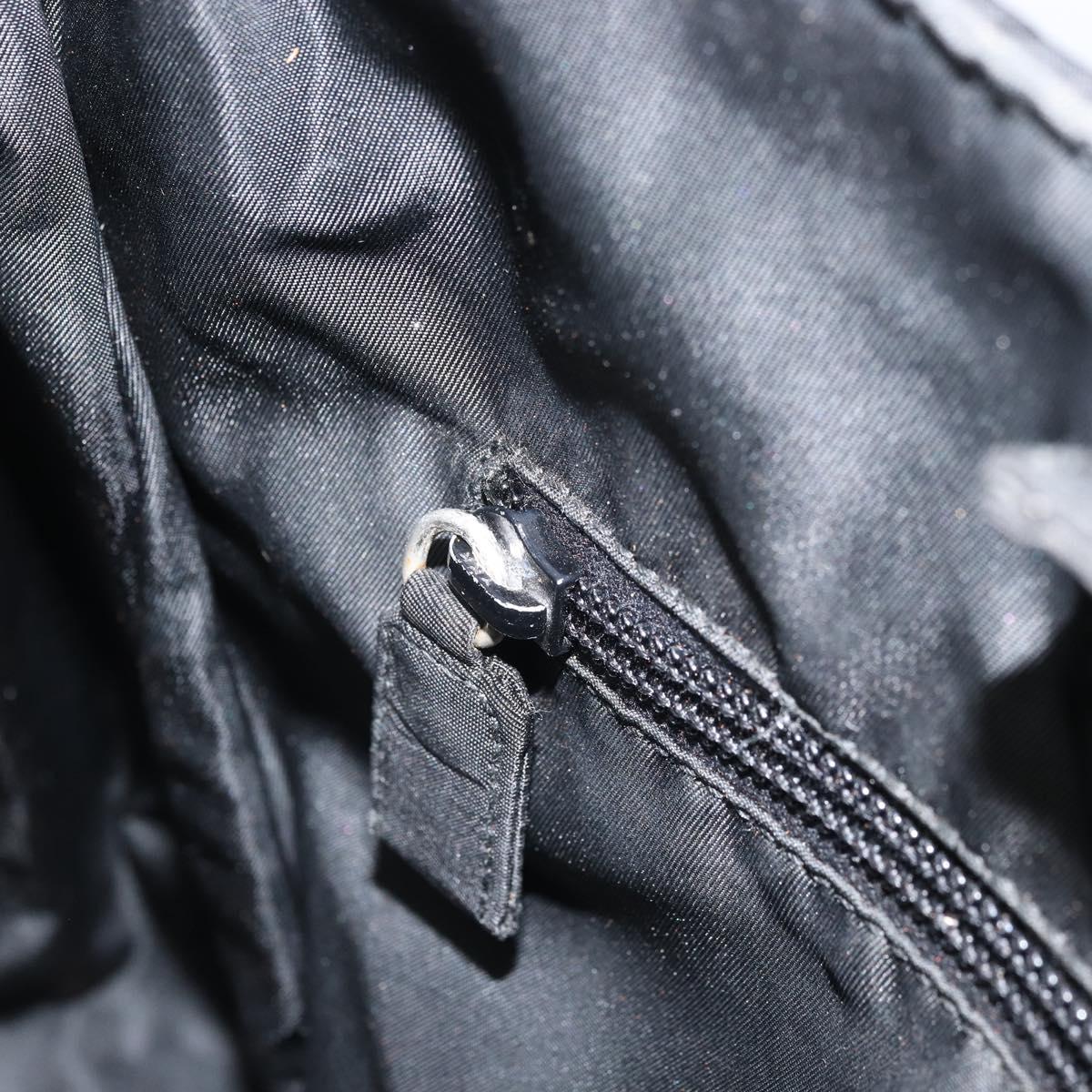 PRADA Tote Bag Nylon Black Silver Auth bs33240