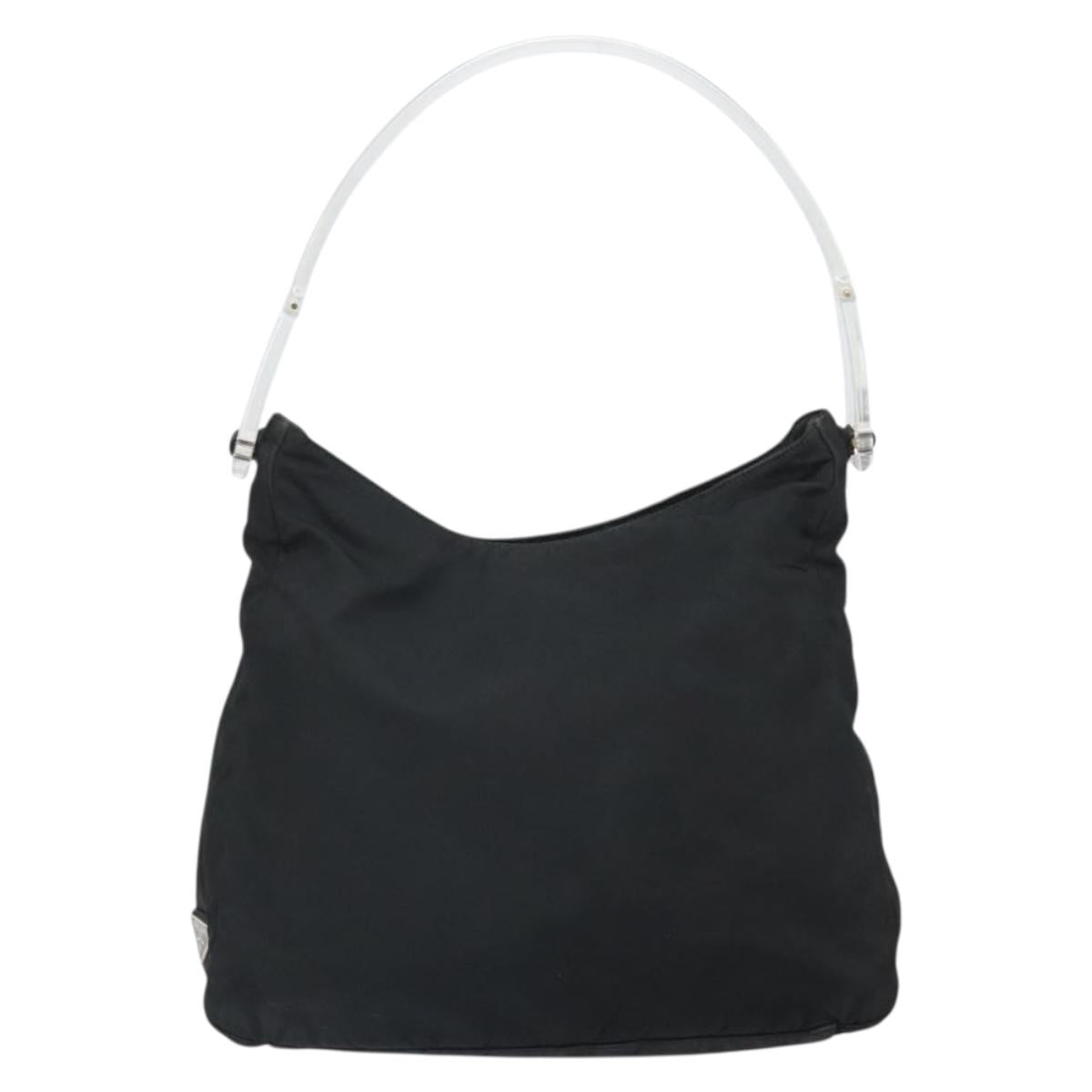 PRADA Tote Bag Nylon Black Silver Auth bs33240