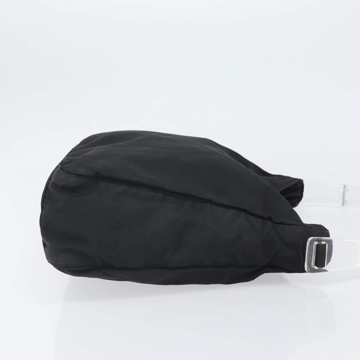 PRADA Tote Bag Nylon Black Silver Auth bs33240