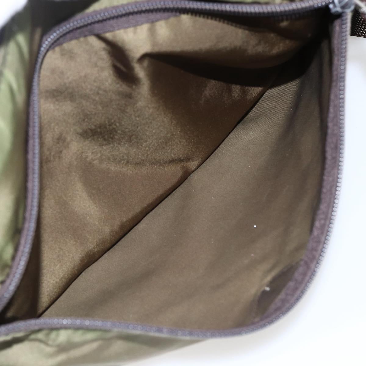 PRADA Shoulder Bag Nylon Khaki Silver Auth bs33243
