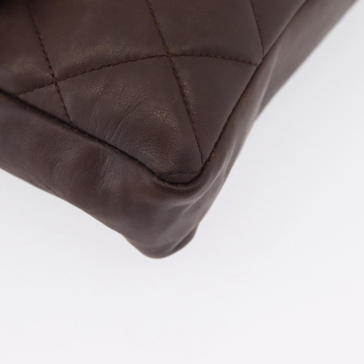 CHANEL Matelasse Waist bag Lamb Skin Brown Gold CC Auth bs33252