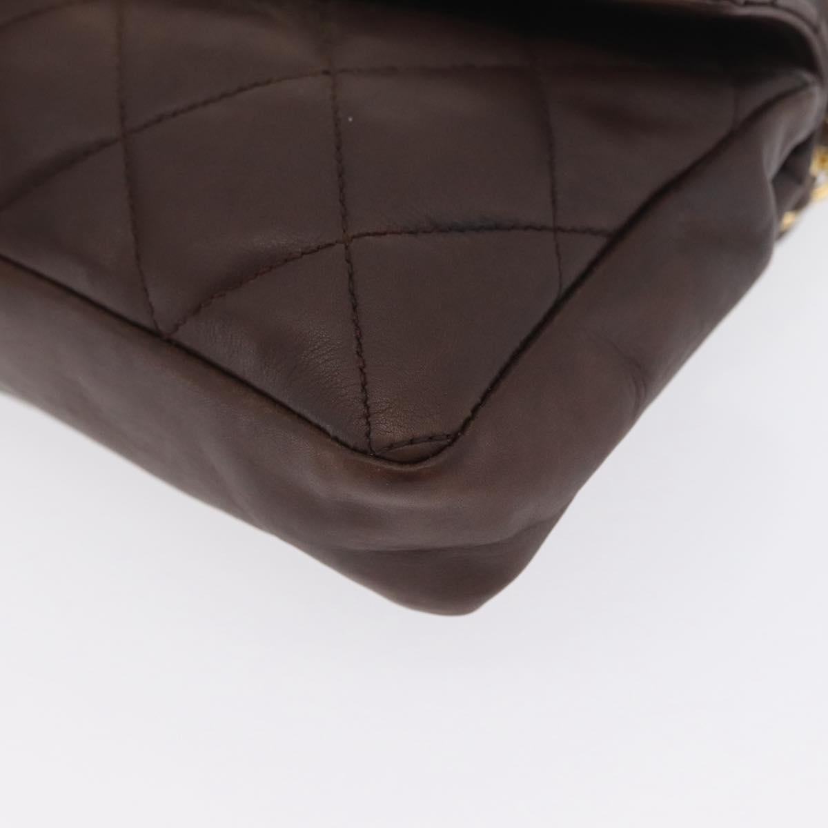 CHANEL Matelasse Waist bag Lamb Skin Brown Gold CC Auth bs33252
