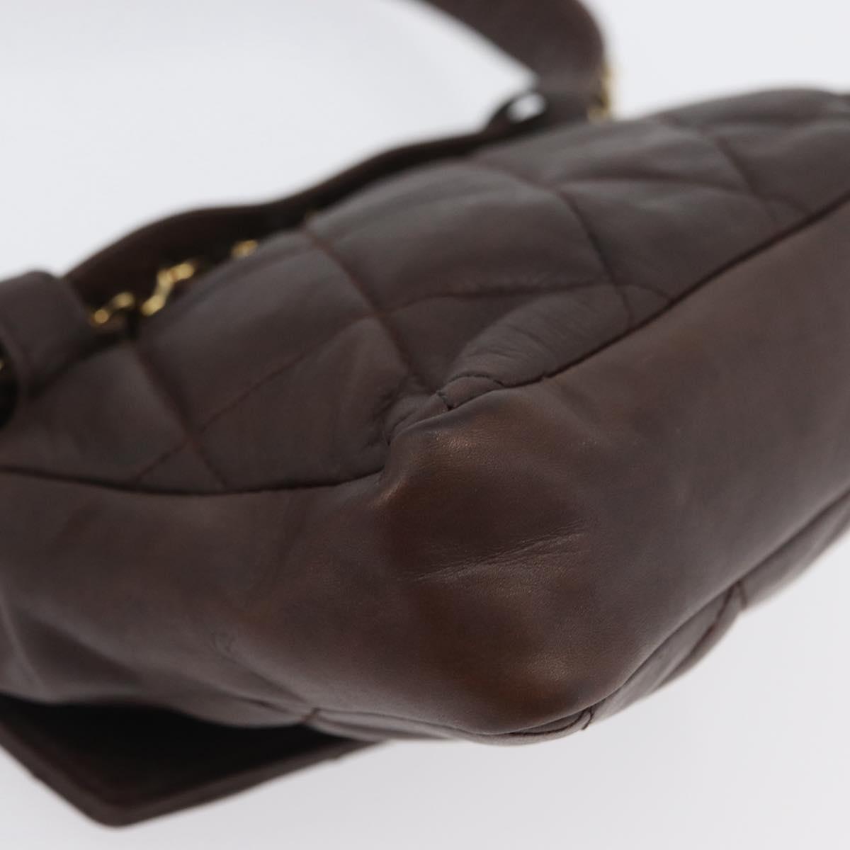 CHANEL Matelasse Waist bag Lamb Skin Brown Gold CC Auth bs33252