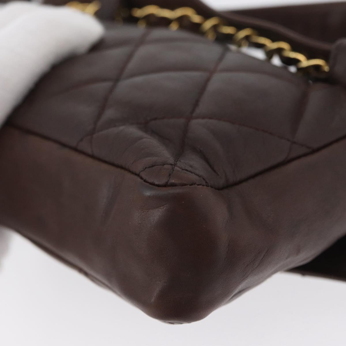 CHANEL Matelasse Waist bag Lamb Skin Brown Gold CC Auth bs33252