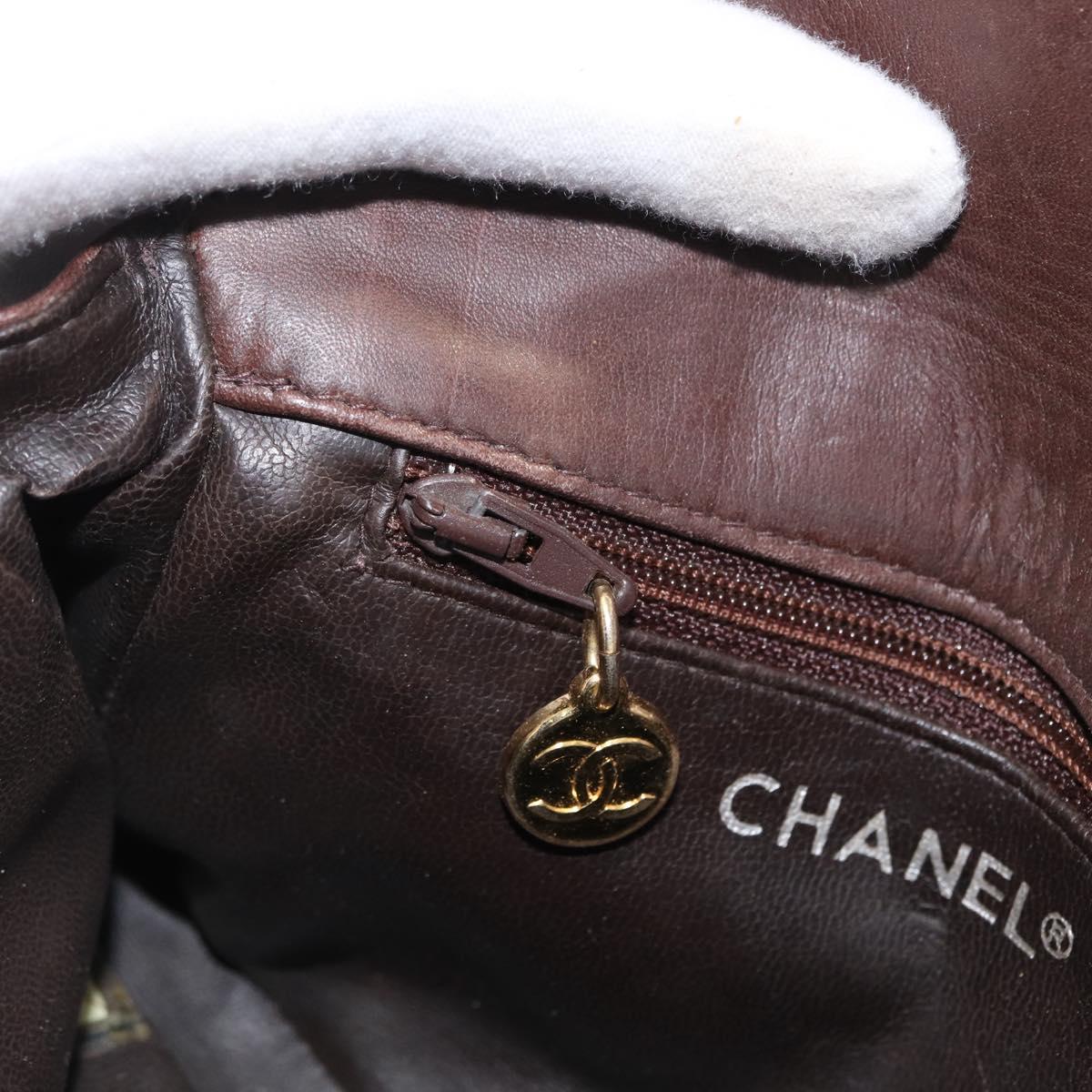 CHANEL Matelasse Waist bag Lamb Skin Brown Gold CC Auth bs33252