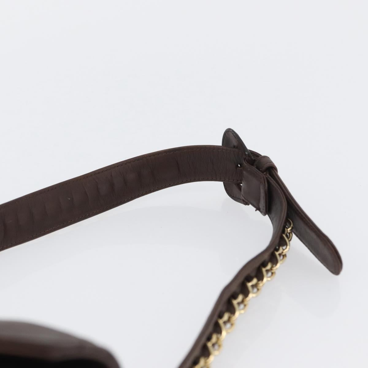 CHANEL Matelasse Waist bag Lamb Skin Brown Gold CC Auth bs33252