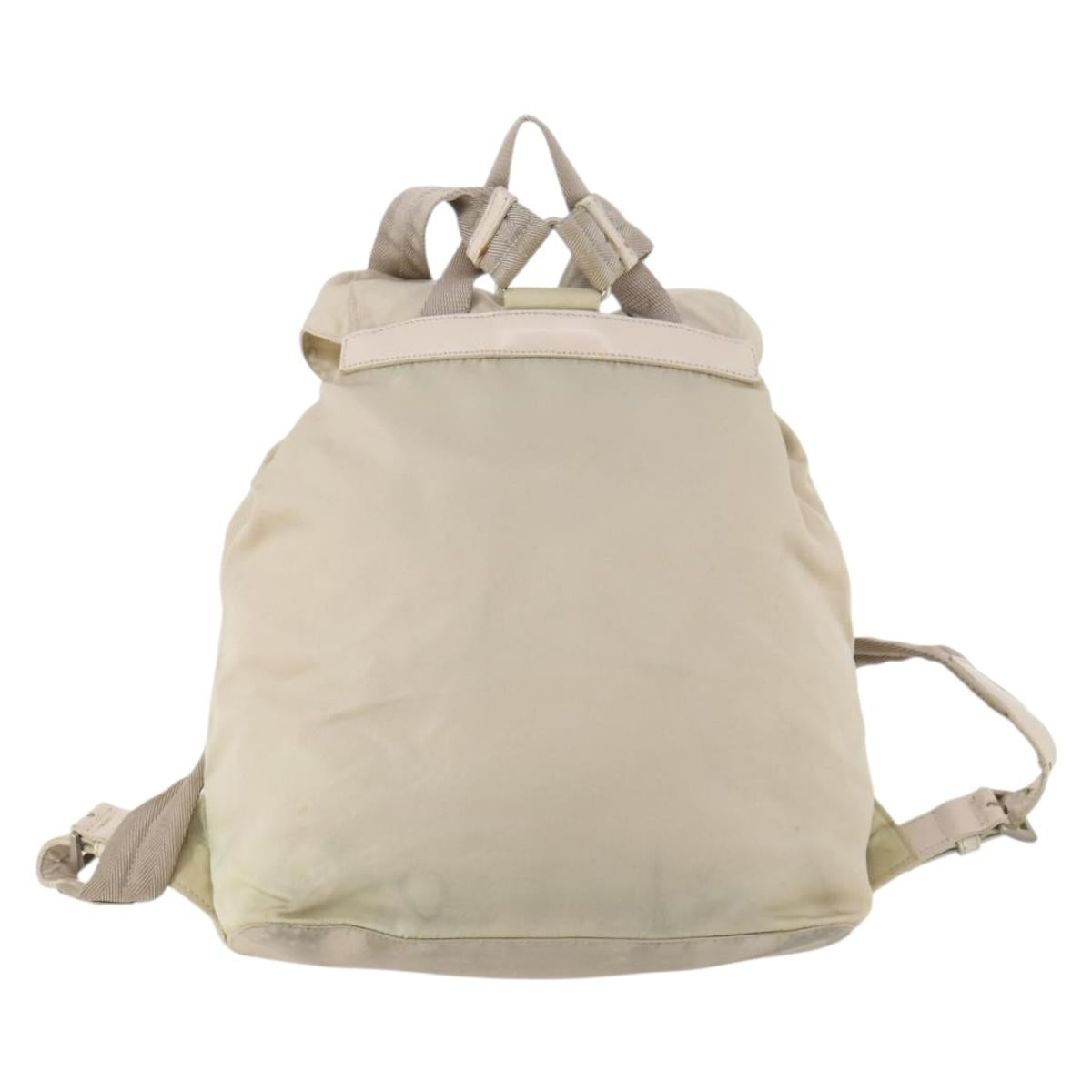 PRADA Backpack Nylon White Silver Auth bs33253