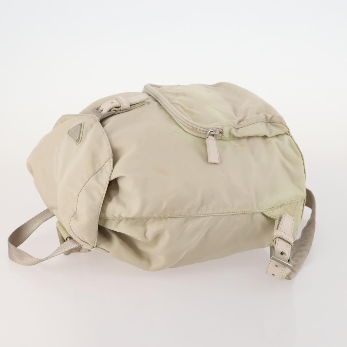 PRADA Backpack Nylon White Silver Auth bs33253
