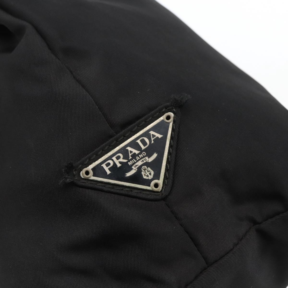 PRADA Tote Bag Nylon Black Silver Auth bs33254
