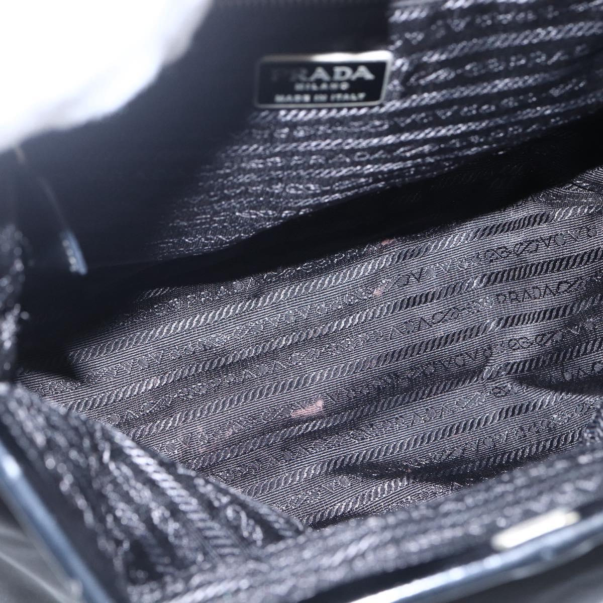 PRADA Tote Bag Nylon Black Silver Auth bs33254