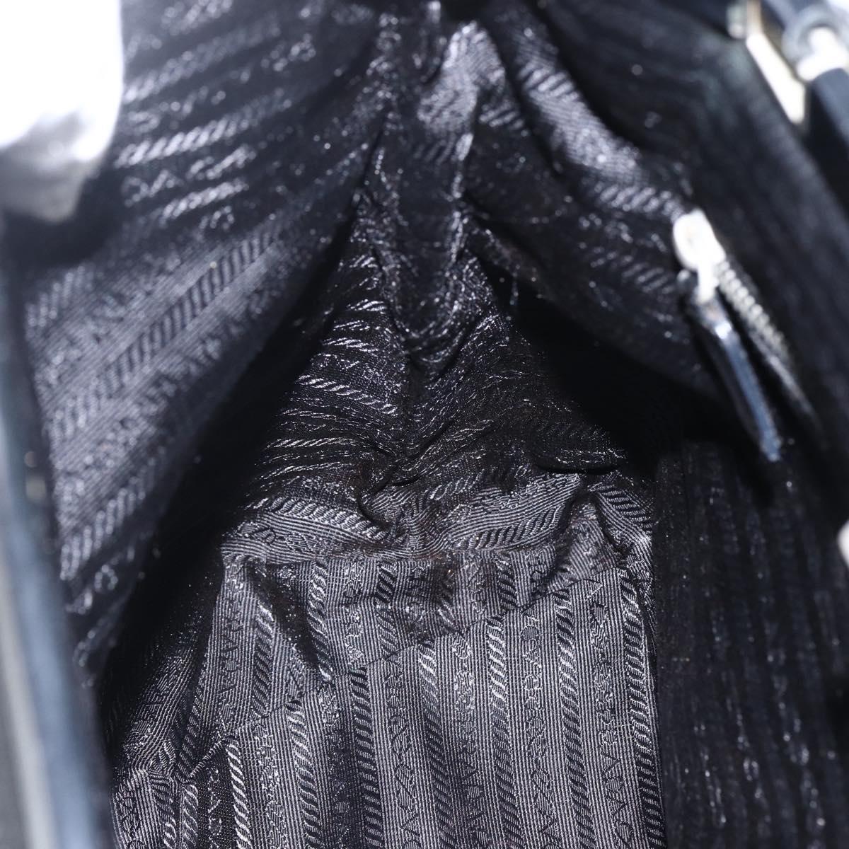 PRADA Tote Bag Nylon Black Silver Auth bs33254