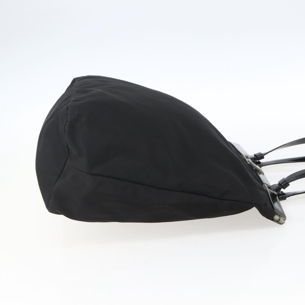 PRADA Tote Bag Nylon Black Silver Auth bs33254
