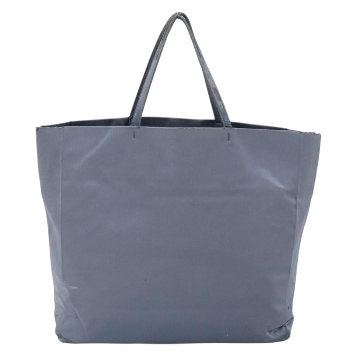 PRADA Tote Bag Satin Blue Silver Auth bs33255