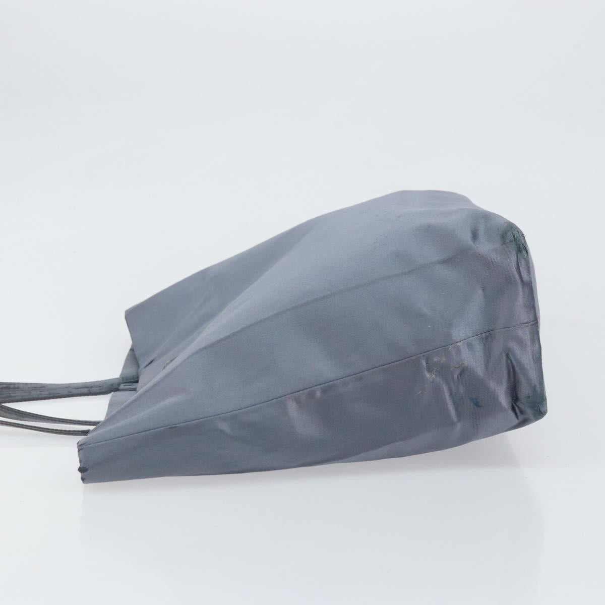 PRADA Tote Bag Satin Blue Silver Auth bs33255