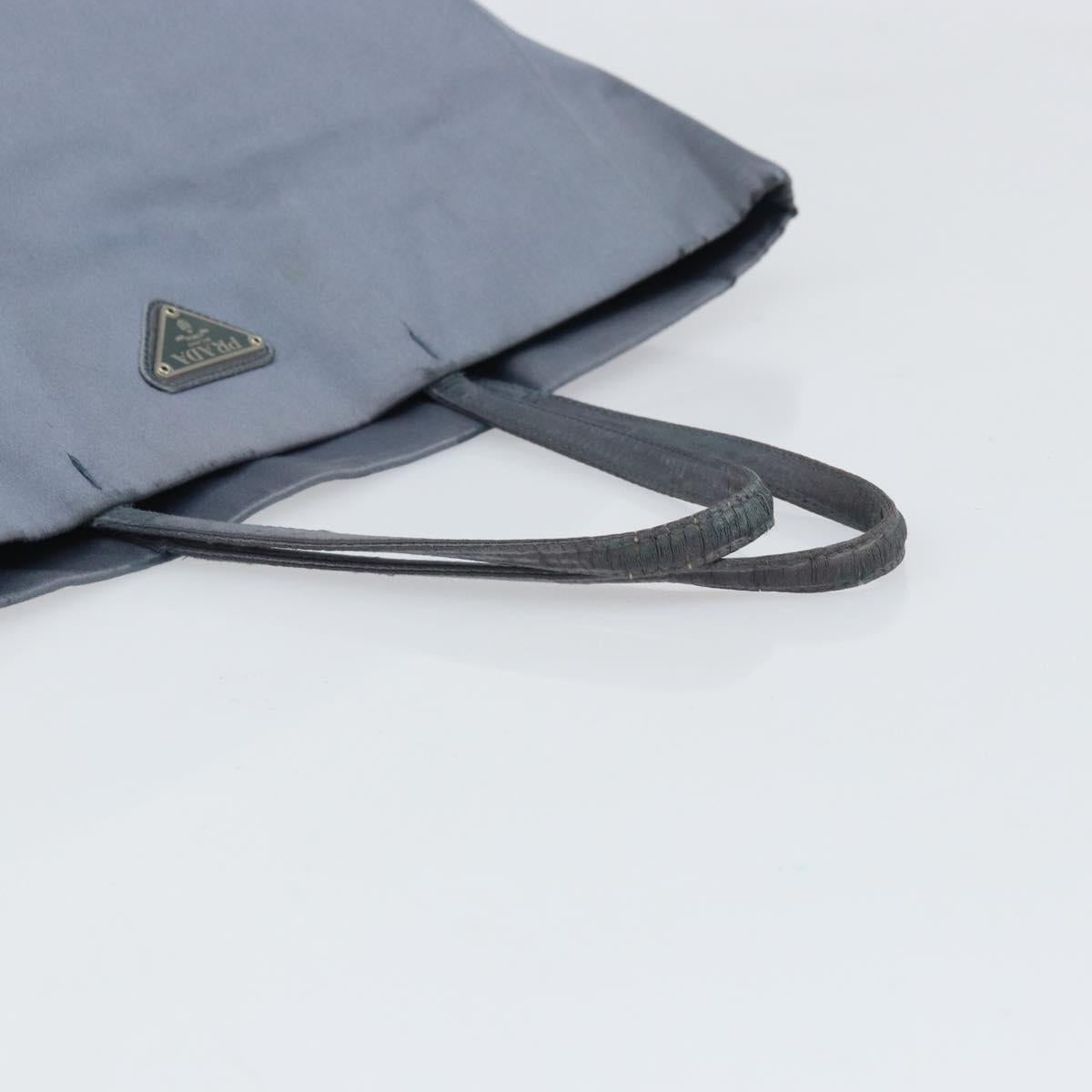 PRADA Tote Bag Satin Blue Silver Auth bs33255