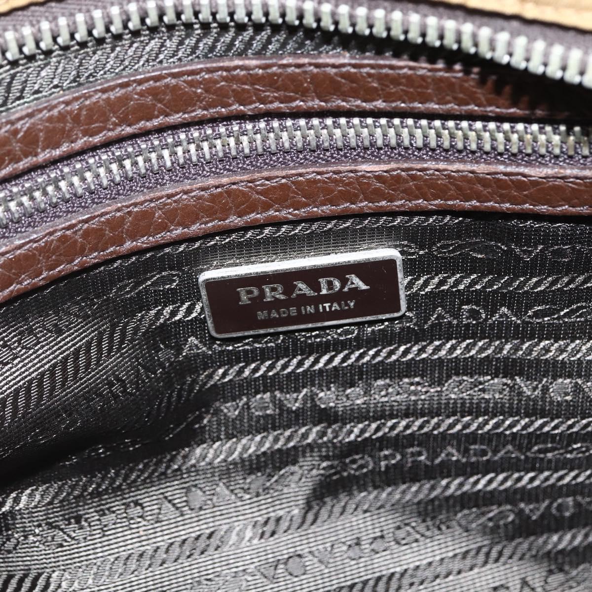 PRADA Shoulder Bag Nylon Beige Silver Auth bs33257