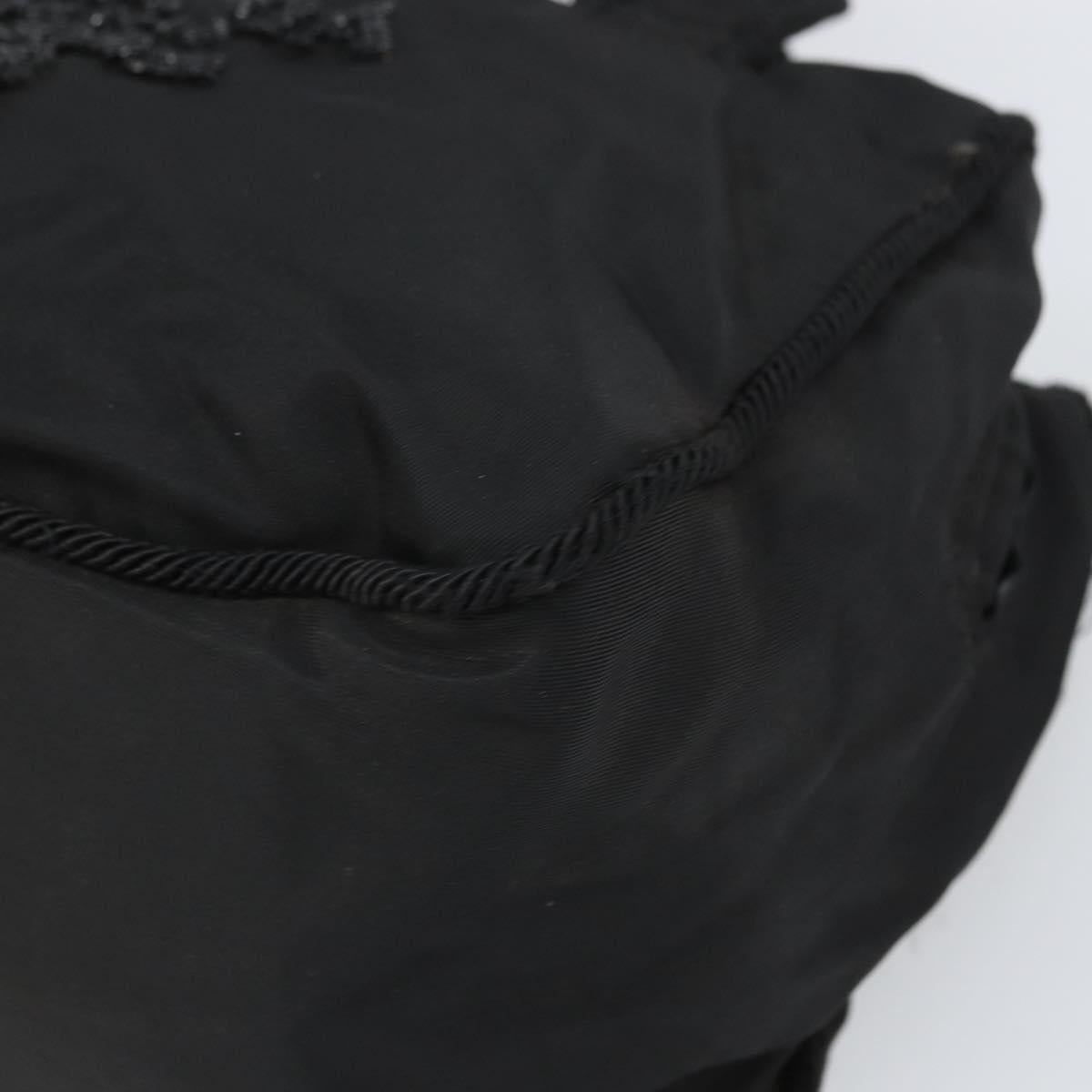 PRADA Hand Bag Nylon Black Gold Auth bs33258