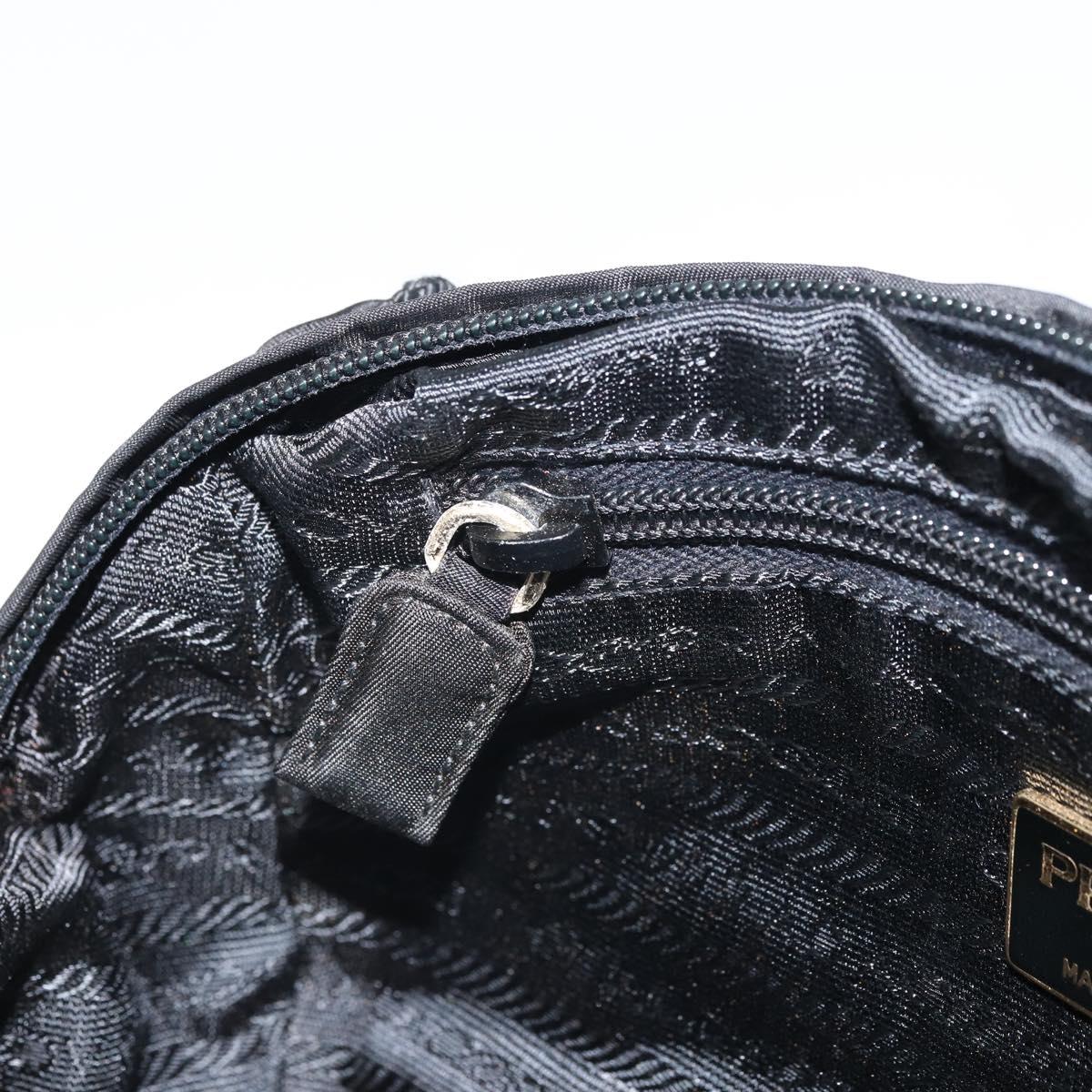 PRADA Hand Bag Nylon Black Gold Auth bs33258
