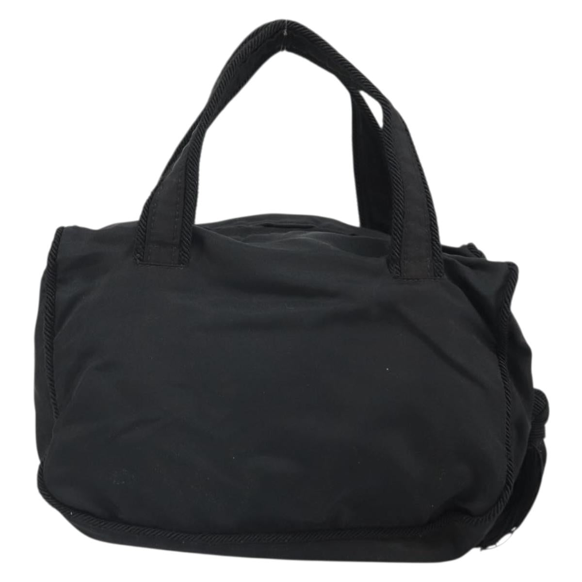 PRADA Hand Bag Nylon Black Gold Auth bs33258