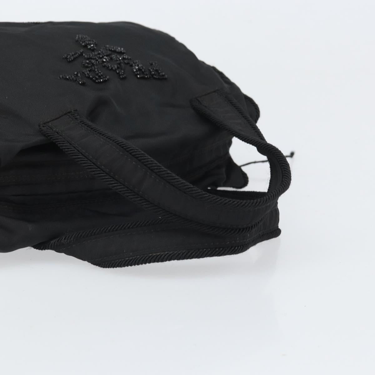 PRADA Hand Bag Nylon Black Gold Auth bs33258
