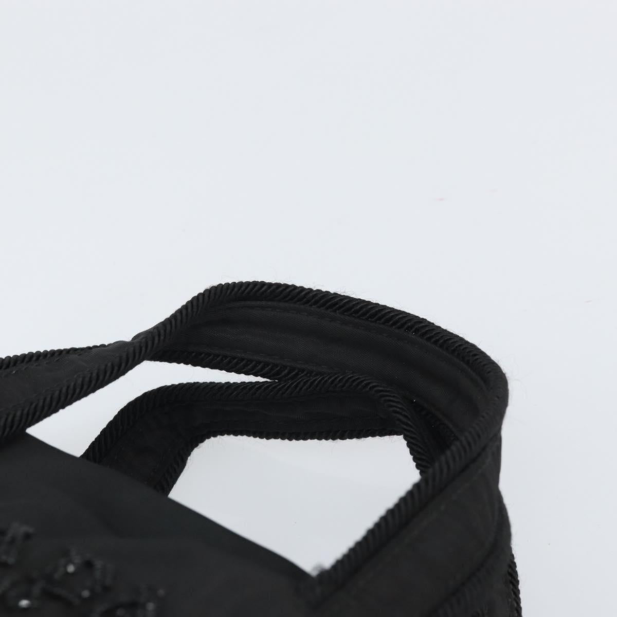 PRADA Hand Bag Nylon Black Gold Auth bs33258