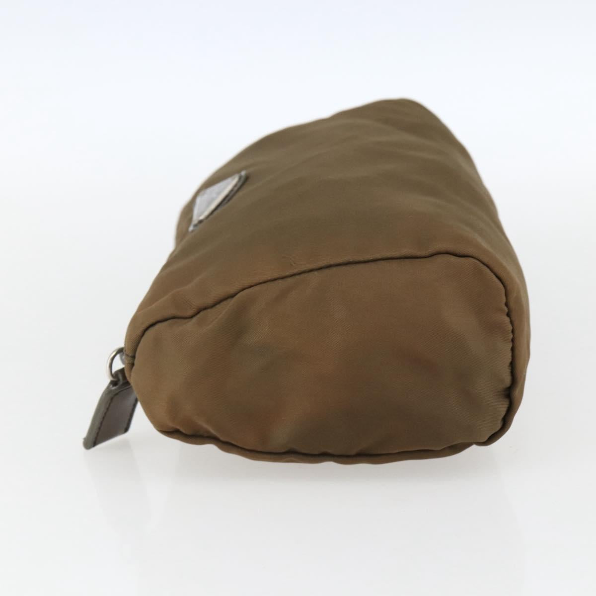 PRADA Pouch Nylon Brown Silver Auth bs33260
