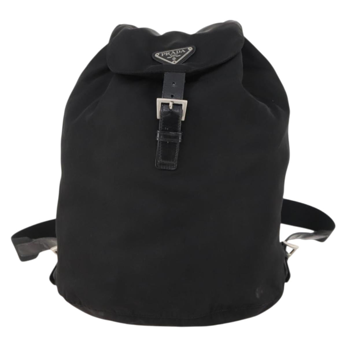 PRADA Backpack Nylon Black Silver Auth bs33265