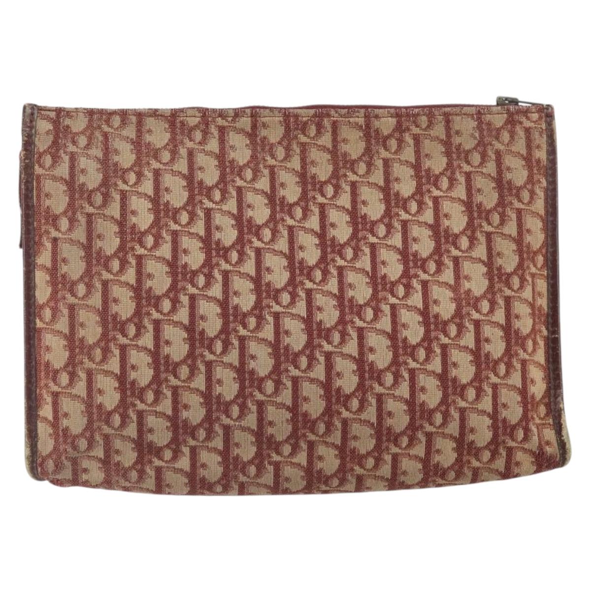 Christian Dior Trotter Canvas Clutch Bag Red Auth bs33268