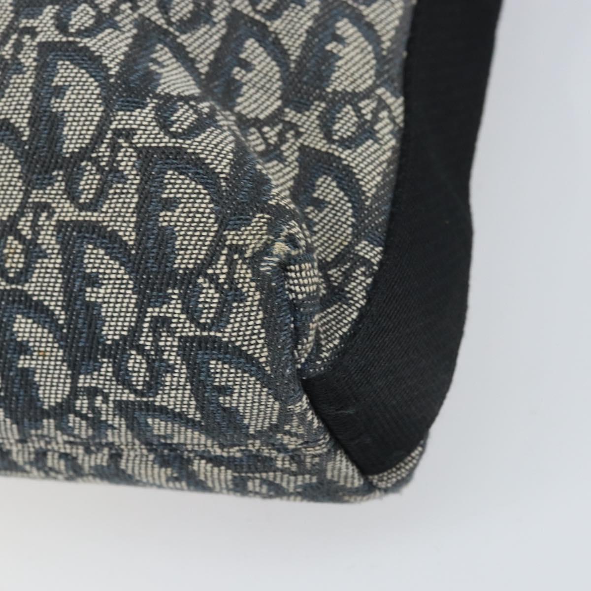 Christian Dior Trotter Canvas Shoulder Bag Navy Silver Auth bs33269