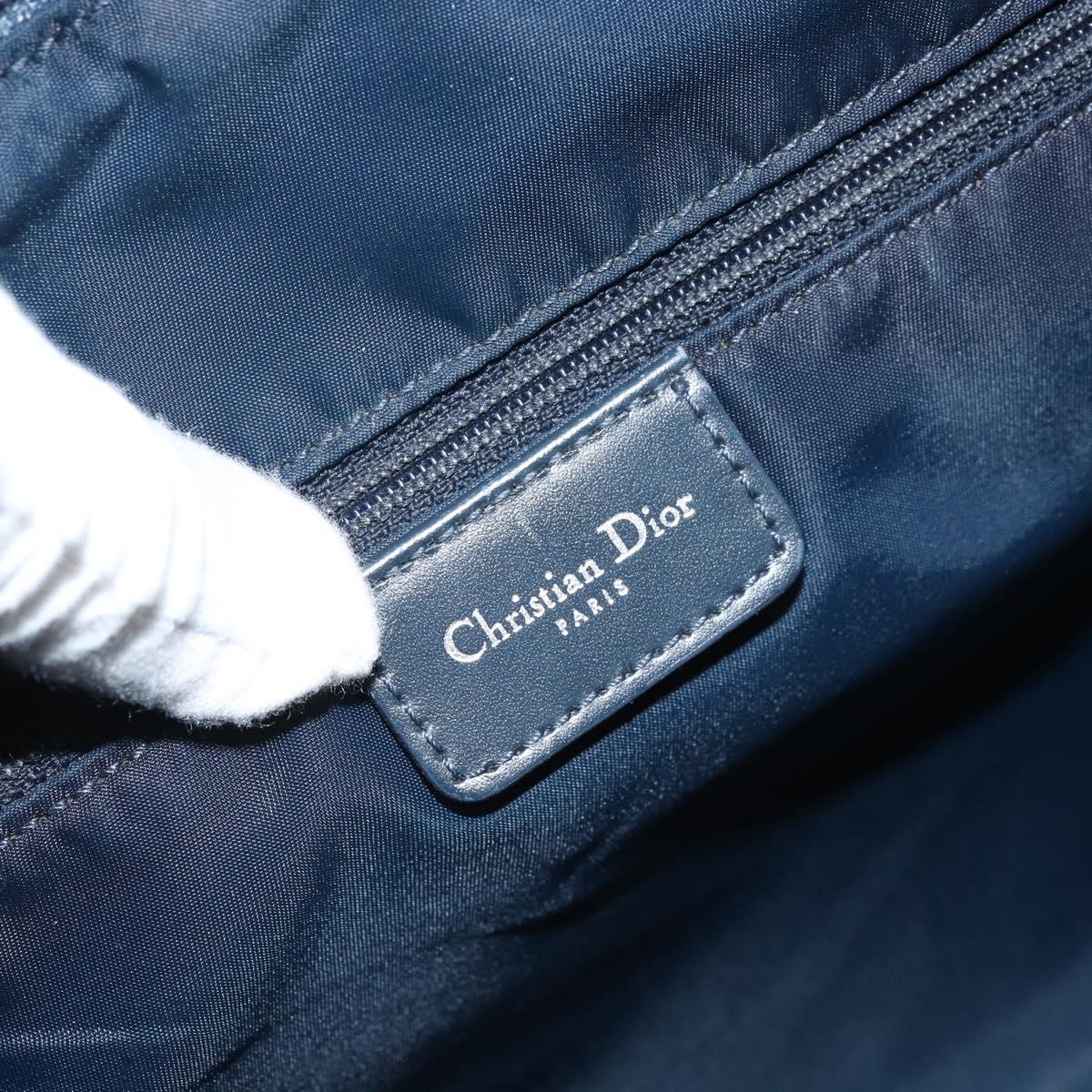Christian Dior Trotter Canvas Shoulder Bag Navy Silver Auth bs33269
