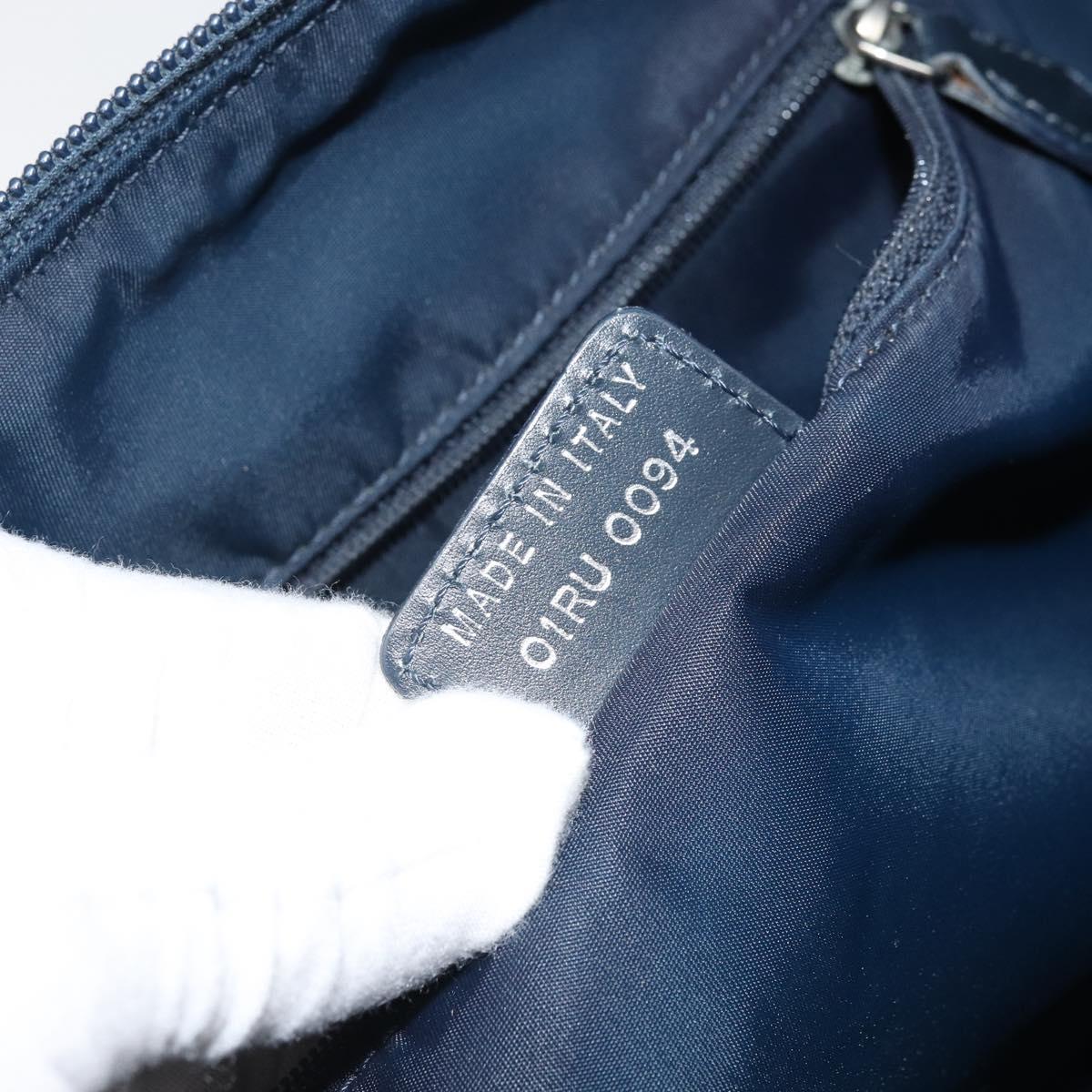 Christian Dior Trotter Canvas Shoulder Bag Navy Silver Auth bs33269