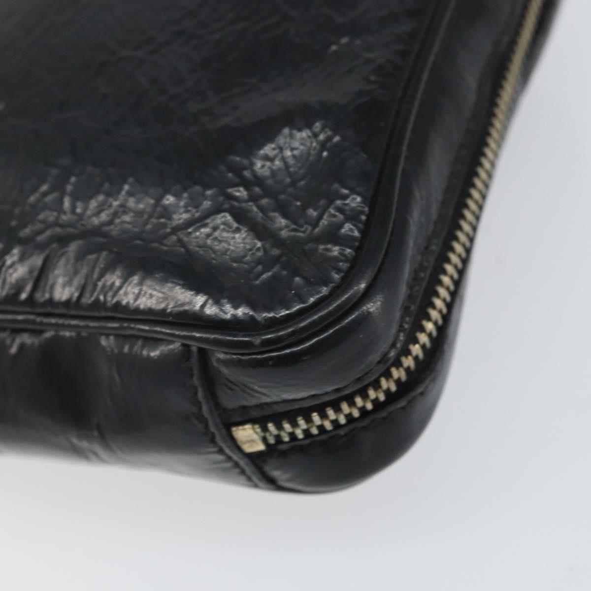 SAINT LAURENT Pouch Leather Black Gold Auth bs33270