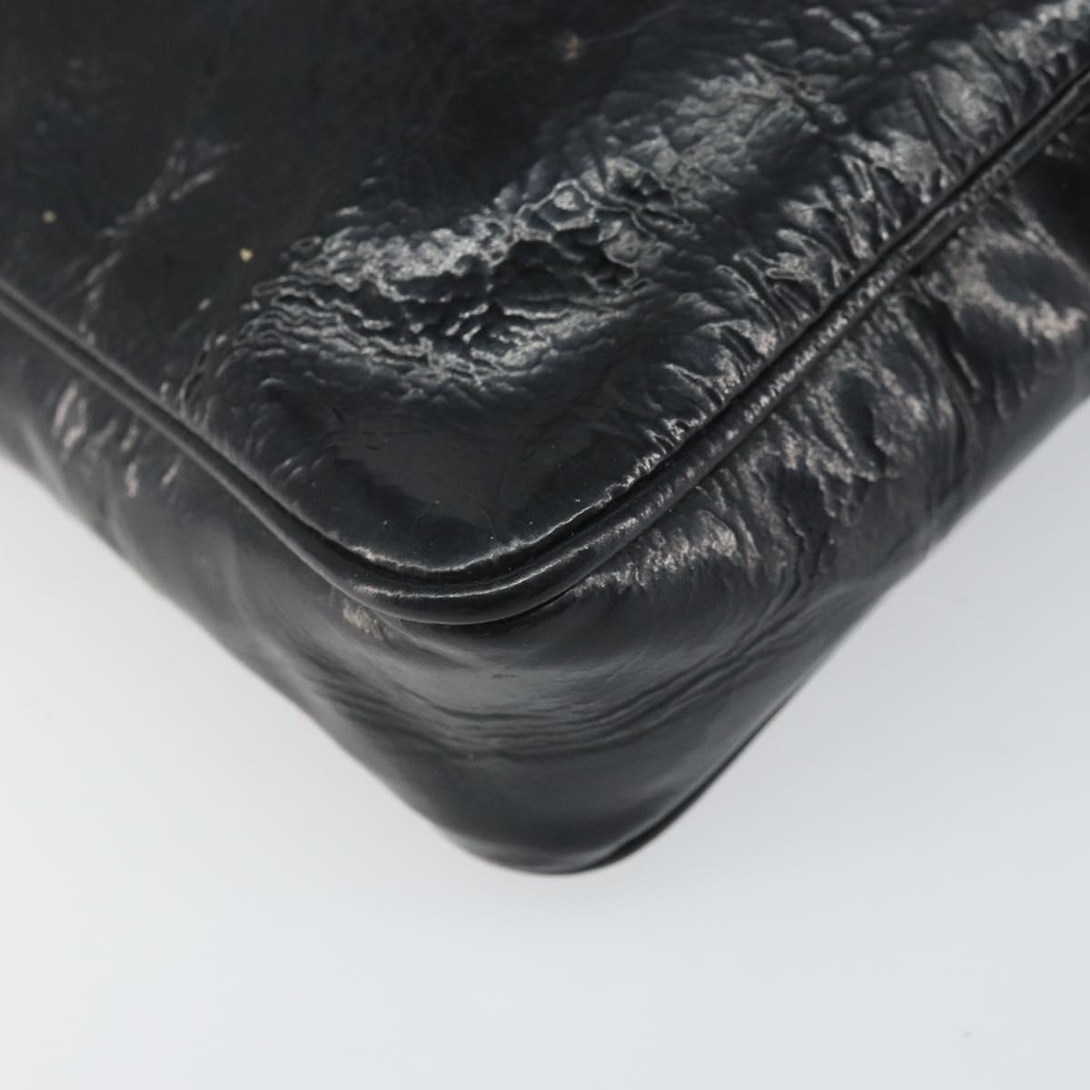 SAINT LAURENT Pouch Leather Black Gold Auth bs33270