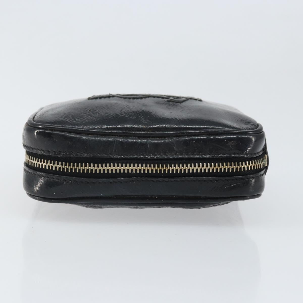 SAINT LAURENT Pouch Leather Black Gold Auth bs33270
