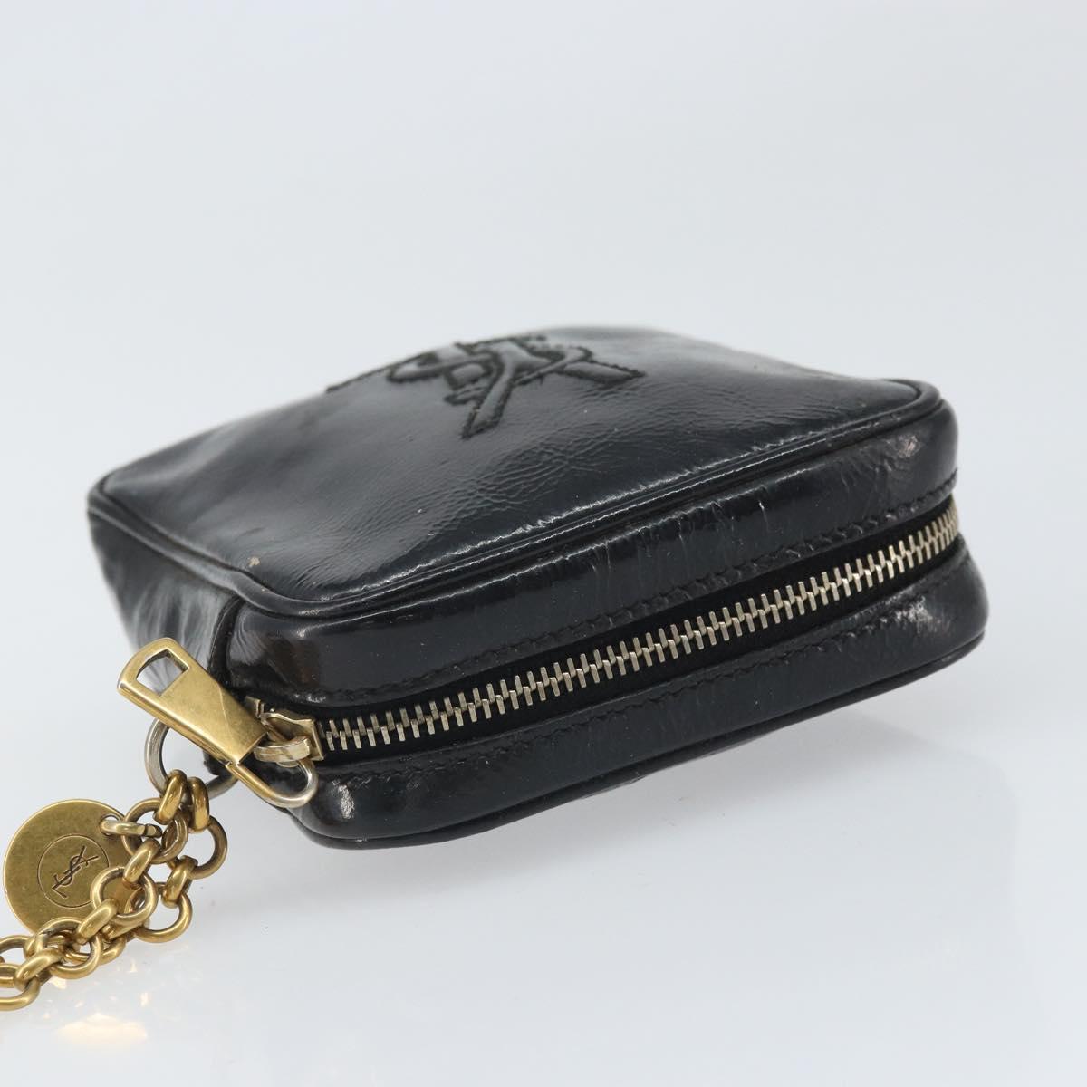 SAINT LAURENT Pouch Leather Black Gold Auth bs33270