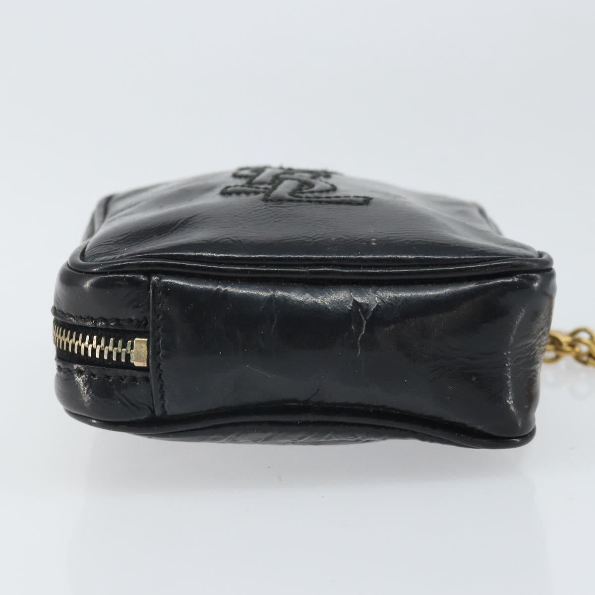 SAINT LAURENT Pouch Leather Black Gold Auth bs33270