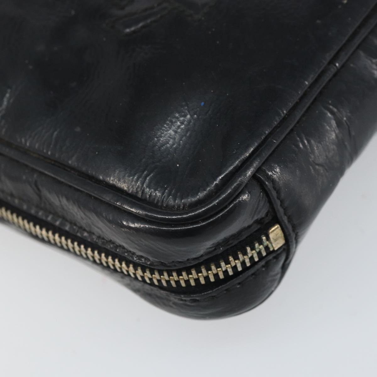 SAINT LAURENT Pouch Leather Black Gold Auth bs33270